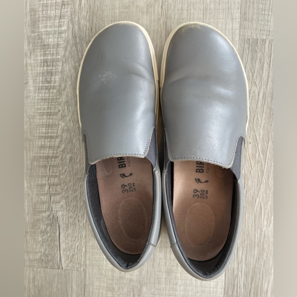 Birkenstock Oswego Gray Leather Slip-On Loafers Size 8.5/39